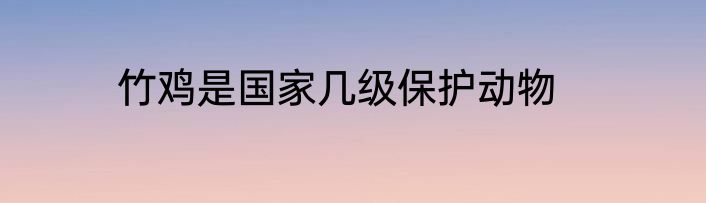 竹鸡是国家几级保护动物