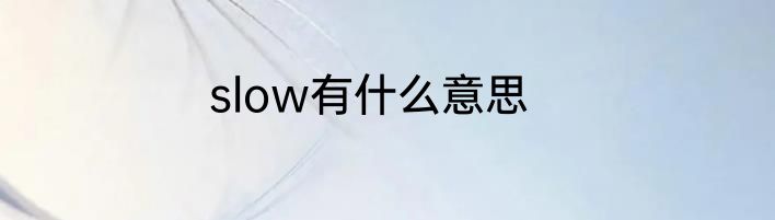 slow有什么意思