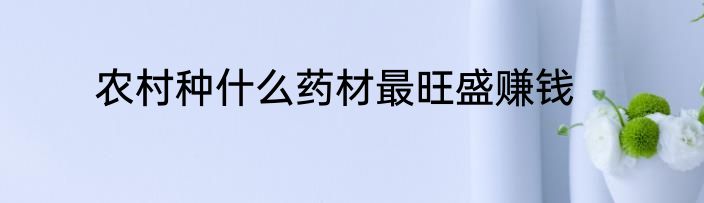 农村种什么药材最旺盛赚钱