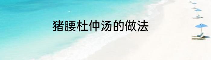 猪腰杜仲汤的做法