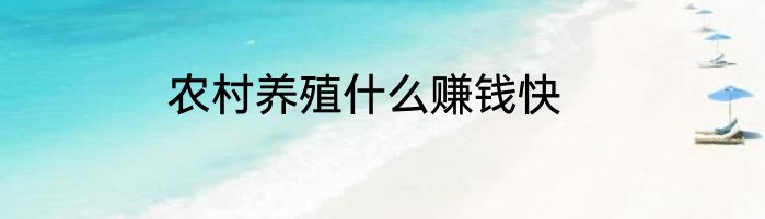 农村养殖什么赚钱快