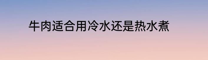 牛肉适合用冷水还是热水煮