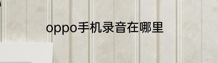 oppo手机录音在哪里