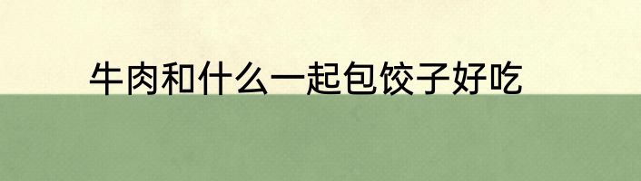 牛肉和什么一起包饺子好吃
