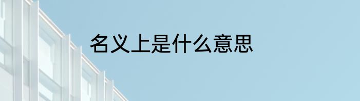名义上是什么意思