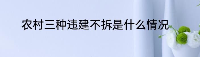 农村三种违建不拆是什么情况