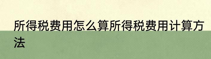 所得税费用怎么算所得税费用计算方法