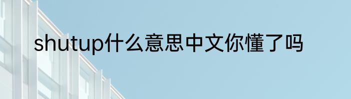 shutup什么意思中文你懂了吗