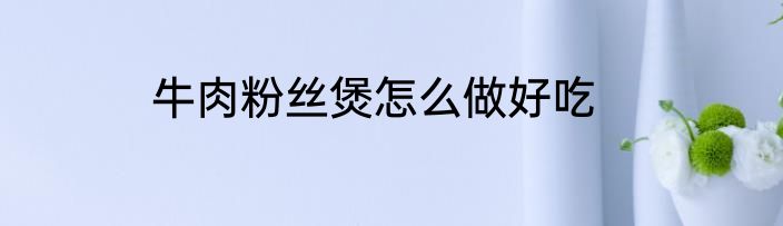 牛肉粉丝煲怎么做好吃