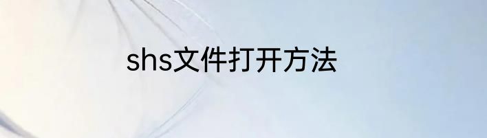 shs文件打开方法