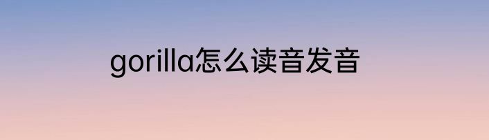 gorilla怎么读音发音