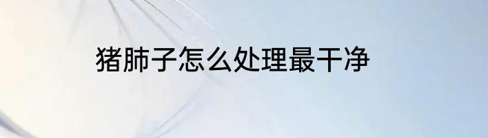 猪肺子怎么处理最干净