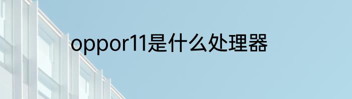 oppor11是什么处理器