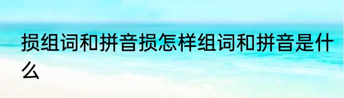 损组词和拼音损怎样组词和拼音是什么