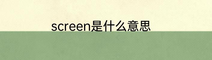 screen是什么意思