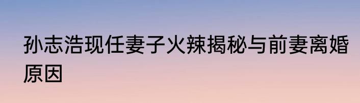 孙志浩现任妻子火辣揭秘与前妻离婚原因