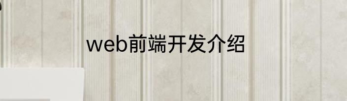 web前端开发介绍