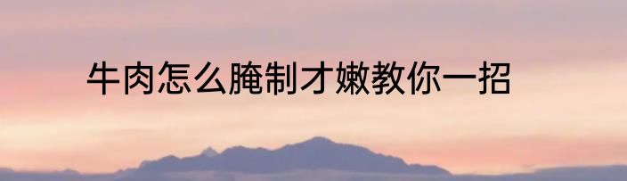 牛肉怎么腌制才嫩教你一招