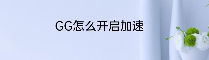 GG怎么开启加速