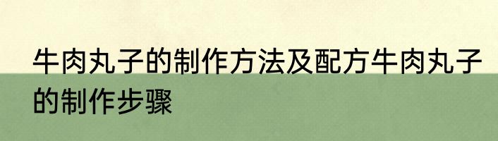 牛肉丸子的制作方法及配方牛肉丸子的制作步骤