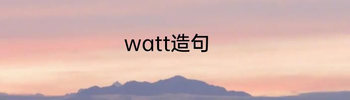 watt造句
