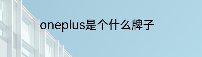 oneplus是个什么牌子