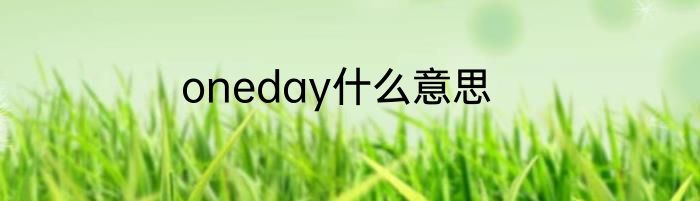 oneday什么意思