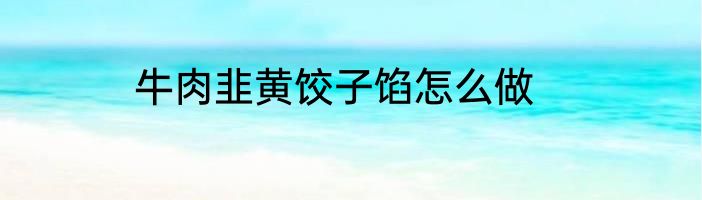 牛肉韭黄饺子馅怎么做