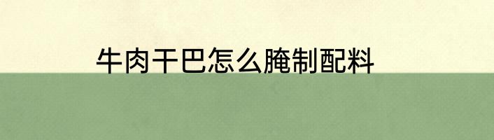 牛肉干巴怎么腌制配料