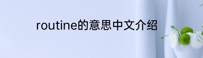 routine的意思中文介绍
