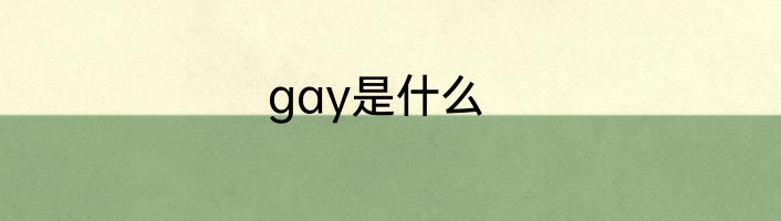 gay是什么