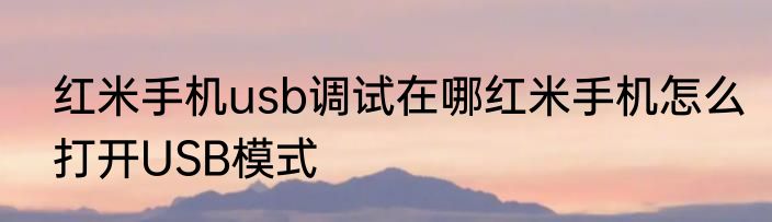 红米手机usb调试在哪红米手机怎么打开USB模式