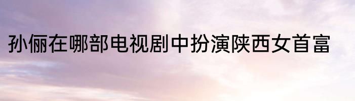 孙俪在哪部电视剧中扮演陕西女首富