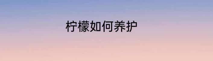 柠檬如何养护