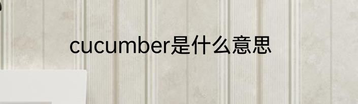 cucumber是什么意思