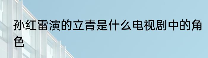 孙红雷演的立青是什么电视剧中的角色