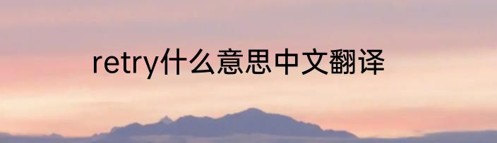 retry什么意思中文翻译