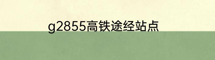 g2855高铁途经站点