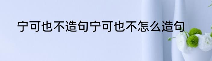 宁可也不造句宁可也不怎么造句
