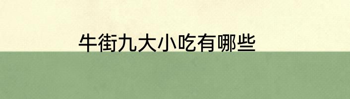 牛街九大小吃有哪些
