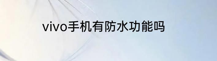 vivo手机有防水功能吗