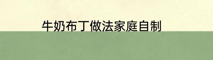 牛奶布丁做法家庭自制