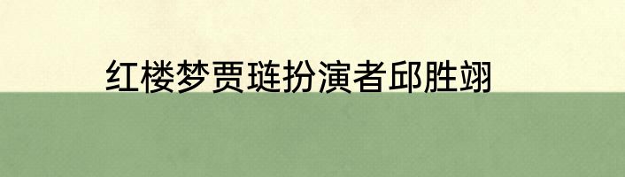 红楼梦贾琏扮演者邱胜翊