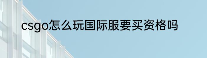 csgo怎么玩国际服要买资格吗