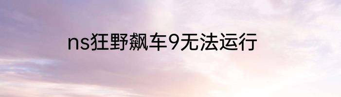 ns狂野飙车9无法运行