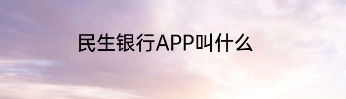 民生银行APP叫什么