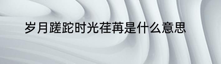 岁月蹉跎时光荏苒是什么意思