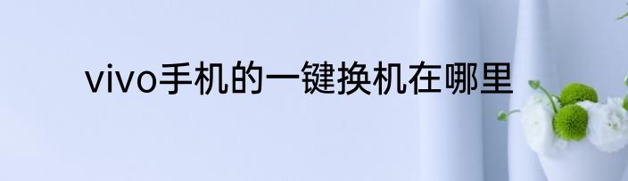vivo手机的一键换机在哪里