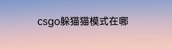 csgo躲猫猫模式在哪