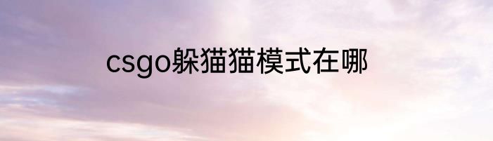 csgo躲猫猫模式在哪
